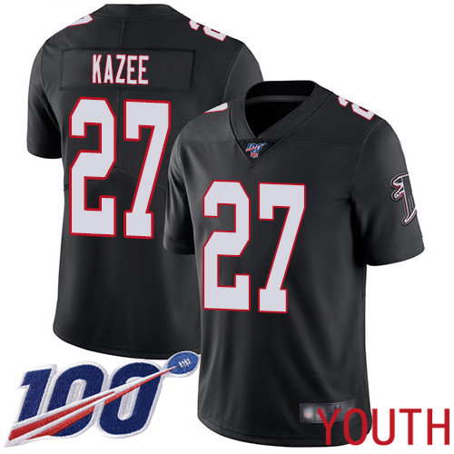 Atlanta Falcons Limited Black Youth Damontae Kazee Alternate Jersey NFL Football #27 100th Season Vapor Untouchable->youth nfl jersey->Youth Jersey
